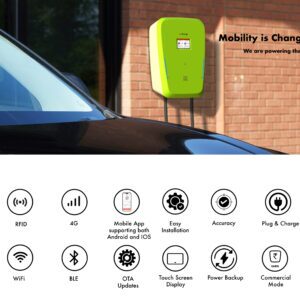 EV charger wallbox type 2 gun 22kW in Dubai, ABu Dhabi and UAE with installations